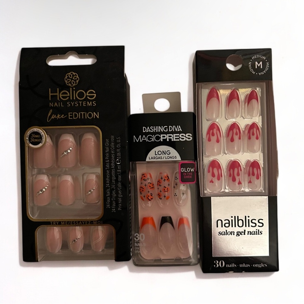 33 A, B,CPress on Nails - 1 French manicure, 2 Halloween